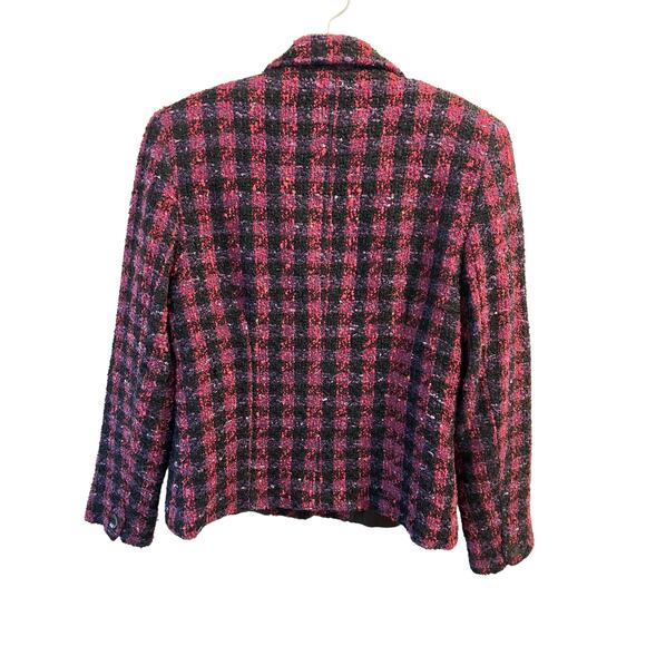 Uniform By John Paul Richard Tweed Blazer Jacket Size 6 Black Pink Purple Wool - Picture 3 of 8